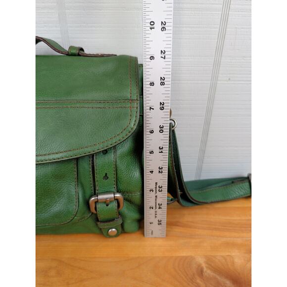 Fossil Long Live Vintage Maddox Crossbody Purse Green Genuine Leather Key Charm - Picture 7 of 16
